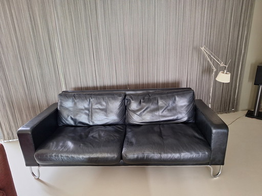 Gispen black leather sofa