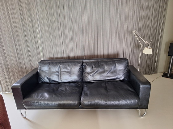 Image 1 of Gispen black leather sofa