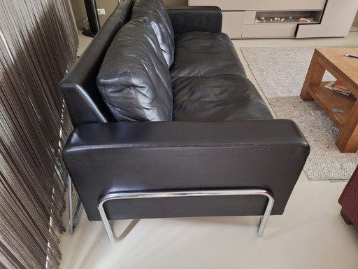 Gispen black leather sofa