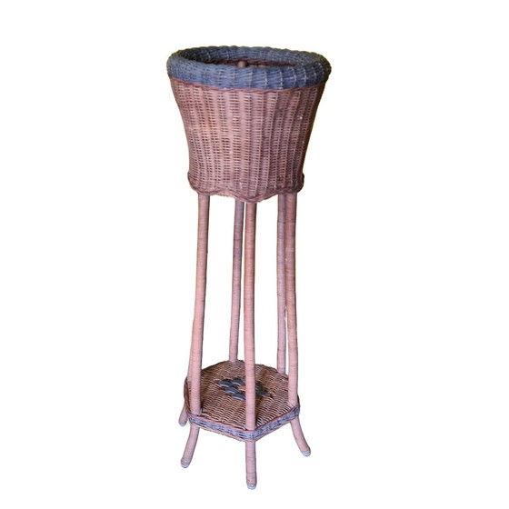 Image 1 of Vintage Rattan Plant Stand 1970s