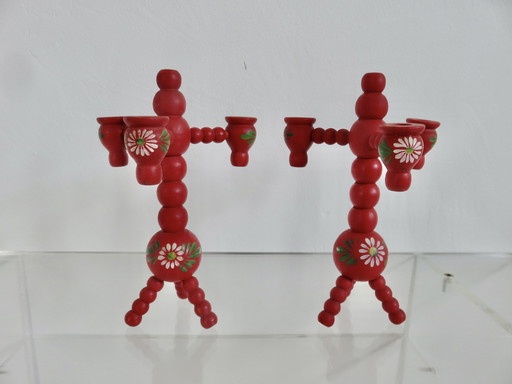 Pair Of Swedish Christmas Candleholders, 1960