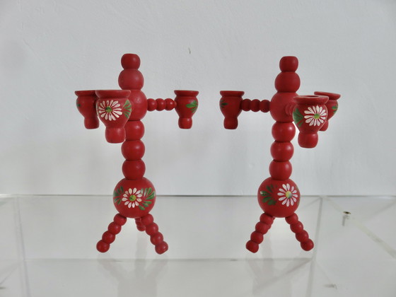 Image 1 of Pair Of Swedish Christmas Candleholders, 1960