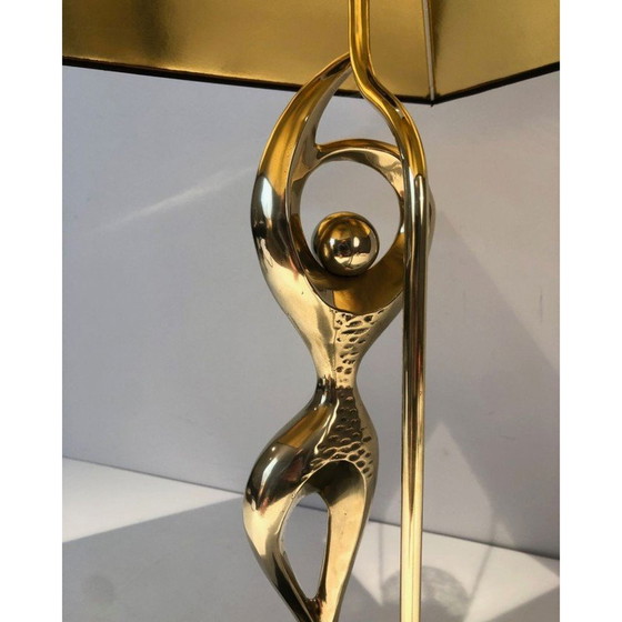 Image 1 of Vintage brass lamp representing a stylized dancer, 1970