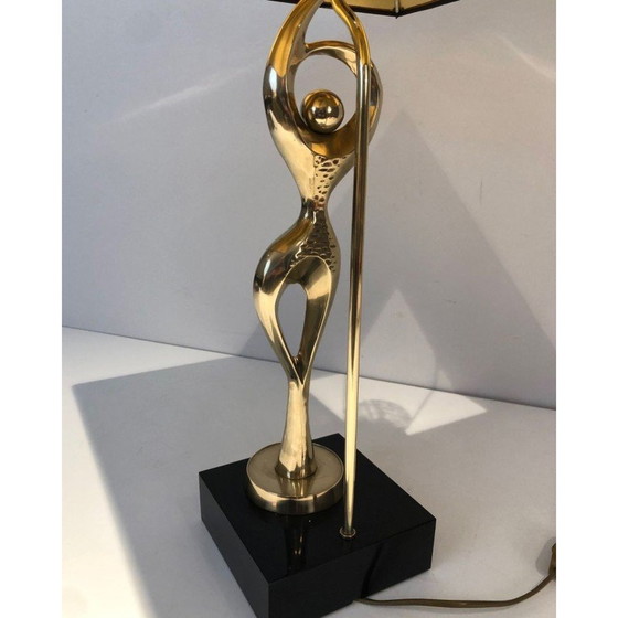 Image 1 of Vintage brass lamp representing a stylized dancer, 1970