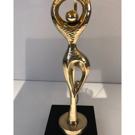 Image 1 of Vintage brass lamp representing a stylized dancer, 1970
