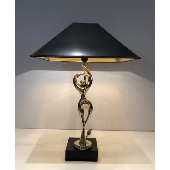 Image 1 of Vintage brass lamp representing a stylized dancer, 1970