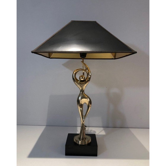 Image 1 of Vintage brass lamp representing a stylized dancer, 1970