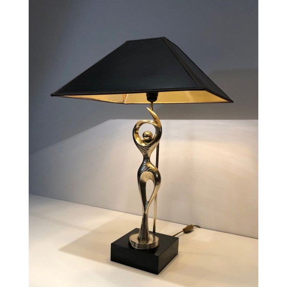 Image 1 of Vintage brass lamp representing a stylized dancer, 1970