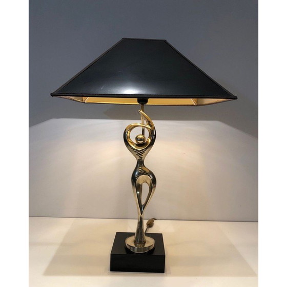 Image 1 of Vintage brass lamp representing a stylized dancer, 1970