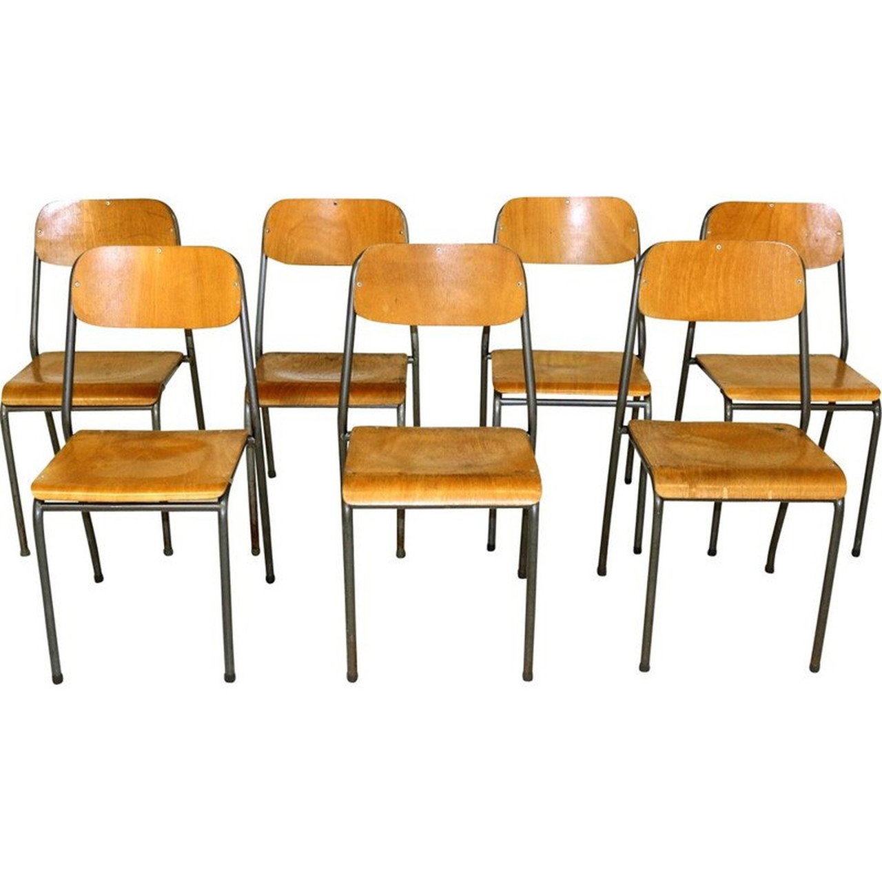 Set of 7 vintage school chairs Sweden 1950 | €980 | Whoppah, image size:1280x1280