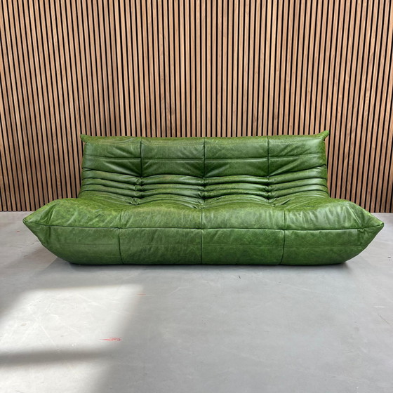 Image 1 of Ligne Roset Togo - 3 Seater Green Leather