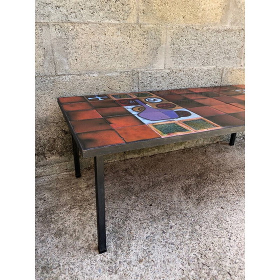 Image 1 of Tavolino da caffè vintage in ceramica e metallo, 1960