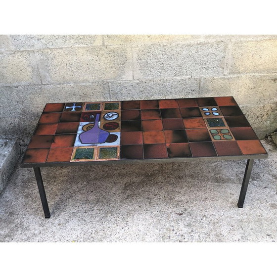 Image 1 of Tavolino da caffè vintage in ceramica e metallo, 1960