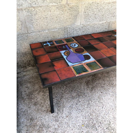 Image 1 of Tavolino da caffè vintage in ceramica e metallo, 1960