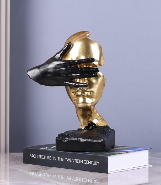 Maison du Penseur statue, gold and black