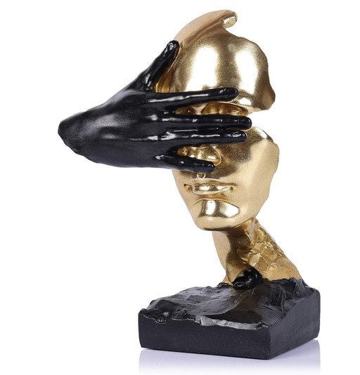 Maison du Penseur statue, gold and black