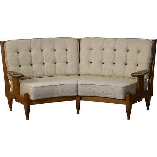 Vintage 3-seater sofa "Véronique" in oak by Guillerme and Chambron for Your Home, 1970