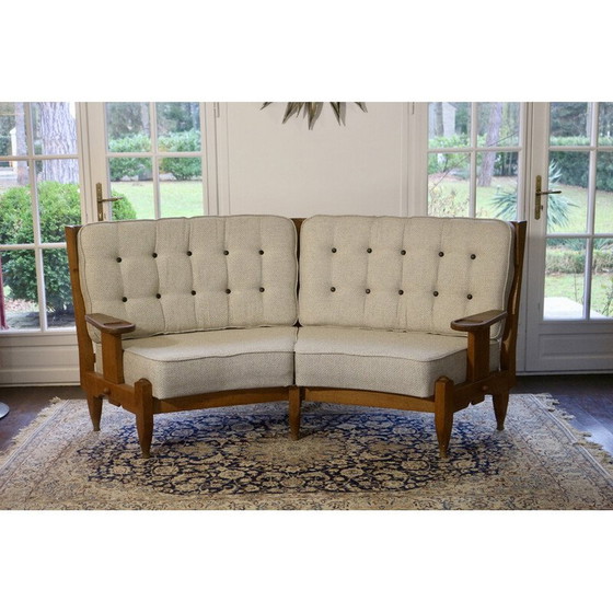 Image 1 of Vintage 3-seater sofa "Véronique" in oak by Guillerme and Chambron for Your Home, 1970