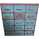 Vintage industrial metal craft cabinet with 15 drawers for Flambo, 1950