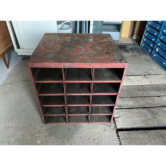 Image 1 of Vintage industrial metal craft cabinet with 15 drawers for Flambo, 1950