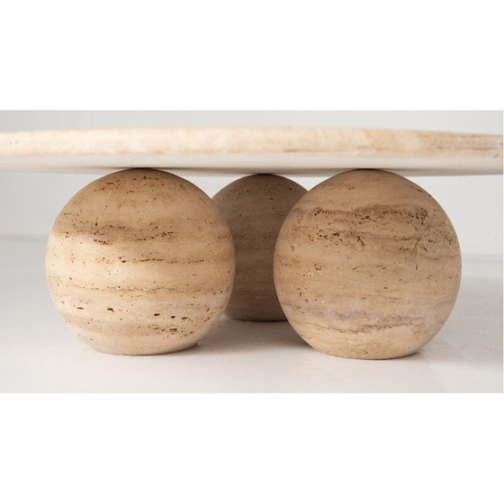 Image 1 of Vintage round travertine coffee table, Italy