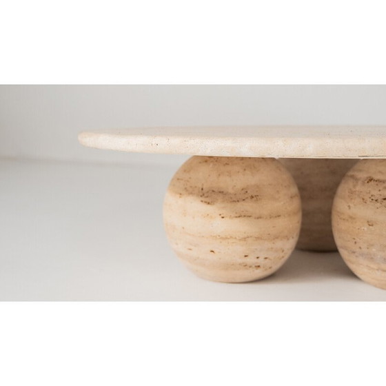 Image 1 of Vintage round travertine coffee table, Italy