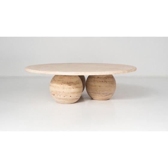 Image 1 of Vintage round travertine coffee table, Italy
