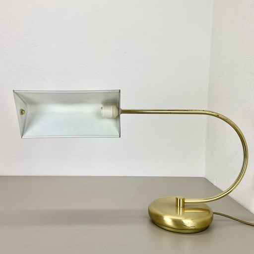 Rare Xxl Space Age Brass Metal Koch And Lowy Style Table Light, Germany 1970S