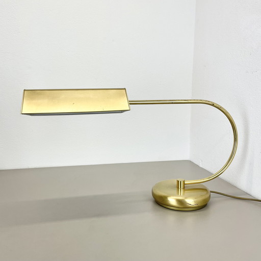 Rare Xxl Space Age Brass Metal Koch And Lowy Style Table Light, Germany 1970S