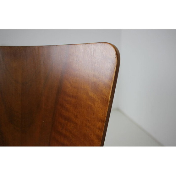 Image 1 of Set di 4 sedie da pranzo vintage in legno e tessuto modello H-214 di Jindřich Halabala, anni '50