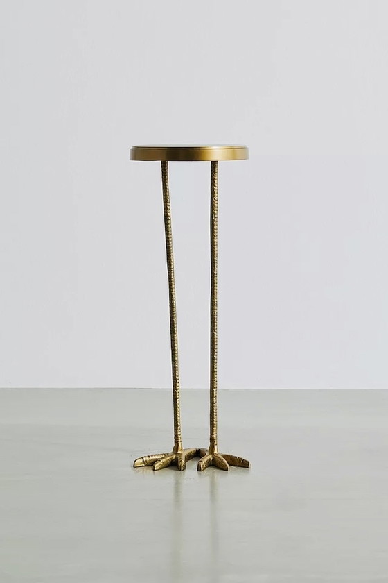 Image 1 of Gold metal side table bijzettafel bird-like two bird feet