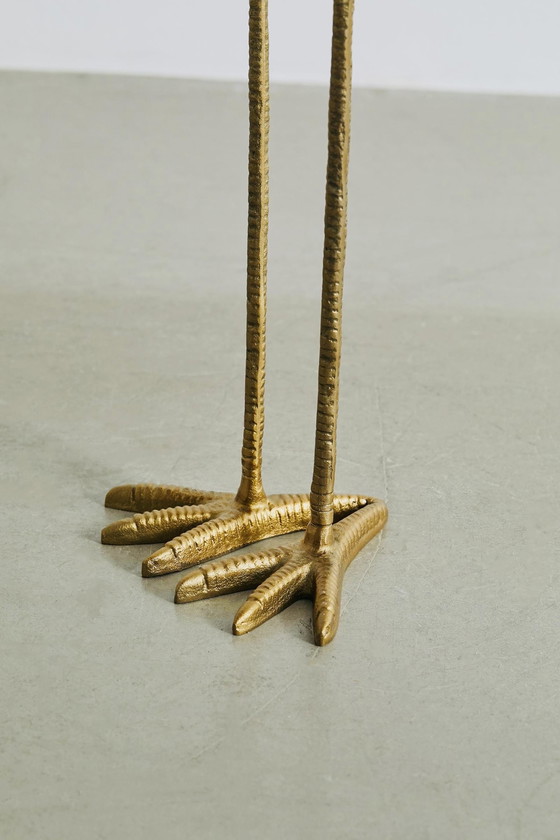 Image 1 of Gold metal side table bijzettafel bird-like two bird feet