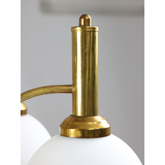 Image 1 of Lampadario vintage in ottone e opalino, Italia