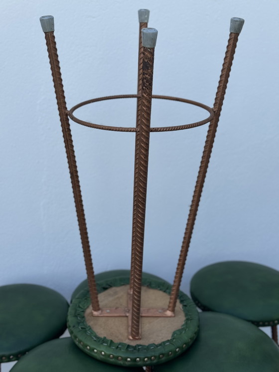 Image 1 of Set of 6 Cast Iron Bar Stools