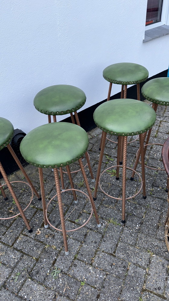 Image 1 of Set of 6 Cast Iron Bar Stools