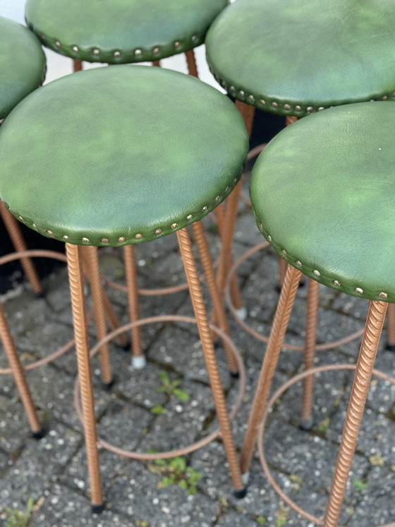 Image 1 of Set of 6 Cast Iron Bar Stools