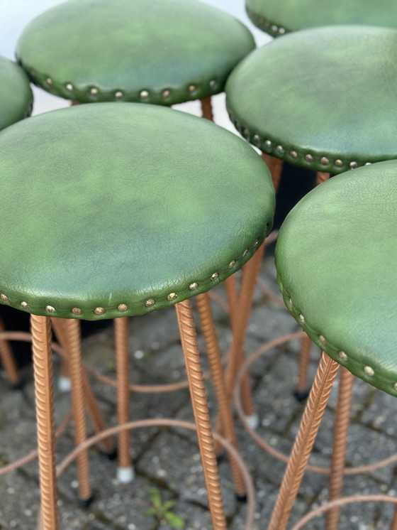 Image 1 of Set of 6 Cast Iron Bar Stools