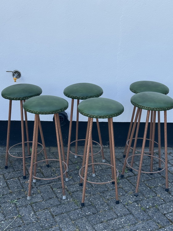 Image 1 of Set of 6 Cast Iron Bar Stools