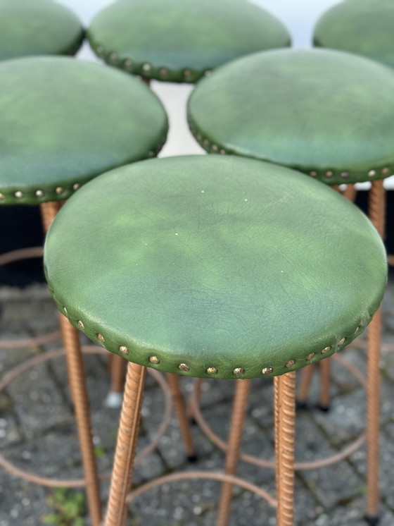 Image 1 of Set of 6 Cast Iron Bar Stools