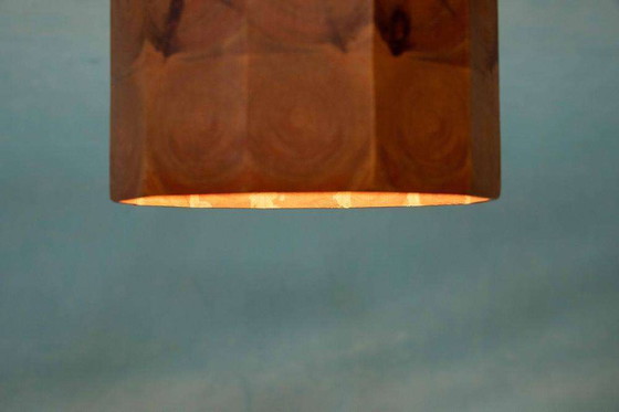 Image 1 of Vintage wooden pendant lamp Sweden 1960s, brutalist midmod lamp