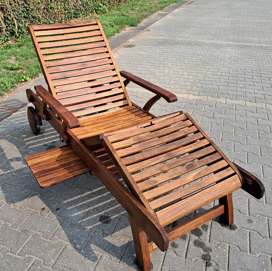 Image 1 of Chaise longue Hartman Prestige en teck avec coussin Hartman Havana Blue