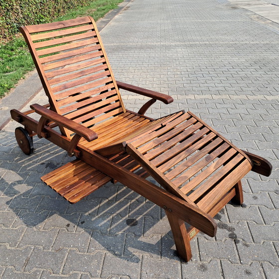 Image 1 of Hartman Prestige Teak Lounger With Hartman Cushion Havana Blue