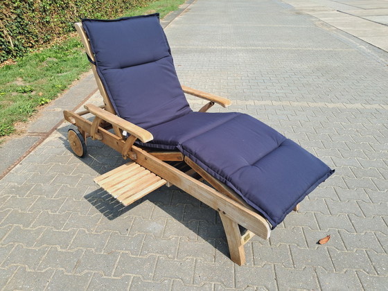 Image 1 of Chaise longue Hartman Prestige en teck avec coussin Hartman Havana Blue