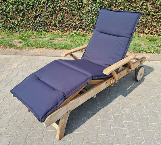 Image 1 of Chaise longue Hartman Prestige en teck avec coussin Hartman Havana Blue