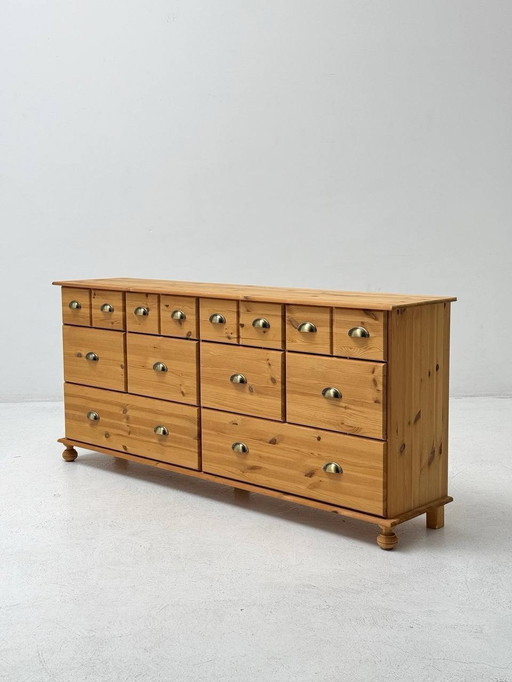 Apothecary chest of drawers, country house style made of pine wood