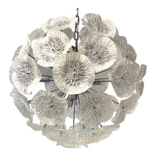 Italian Floral Murano Glass Sputnik Chandelier By Simoeng