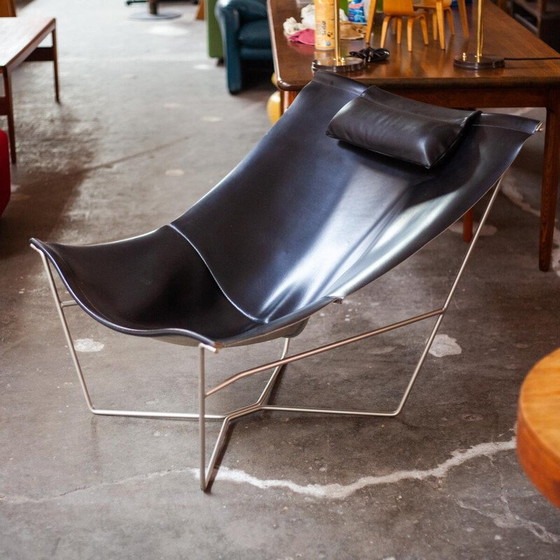 Image 1 of Vintage "Semana" chair in black leather and steel by David Weeks for Habitat Uk, 1990