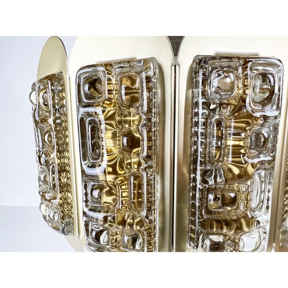 Image 1 of Vintage brass and textured glass suspension by Vitrika, Denmark 1960