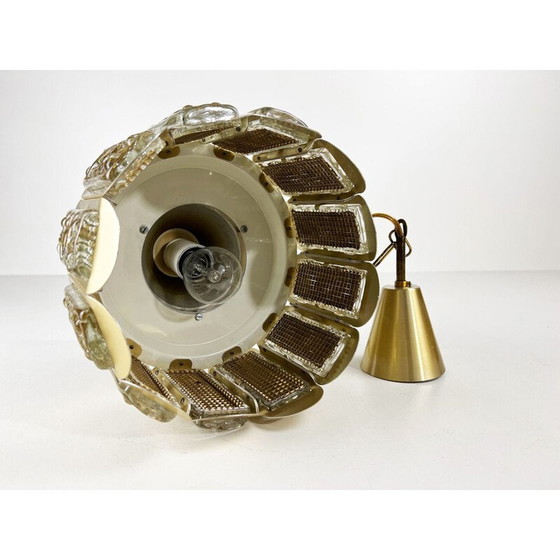 Image 1 of Vintage brass and textured glass suspension by Vitrika, Denmark 1960