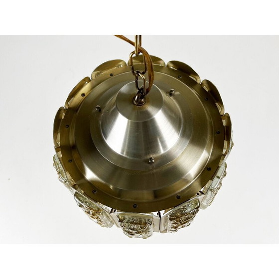 Image 1 of Vintage brass and textured glass suspension by Vitrika, Denmark 1960